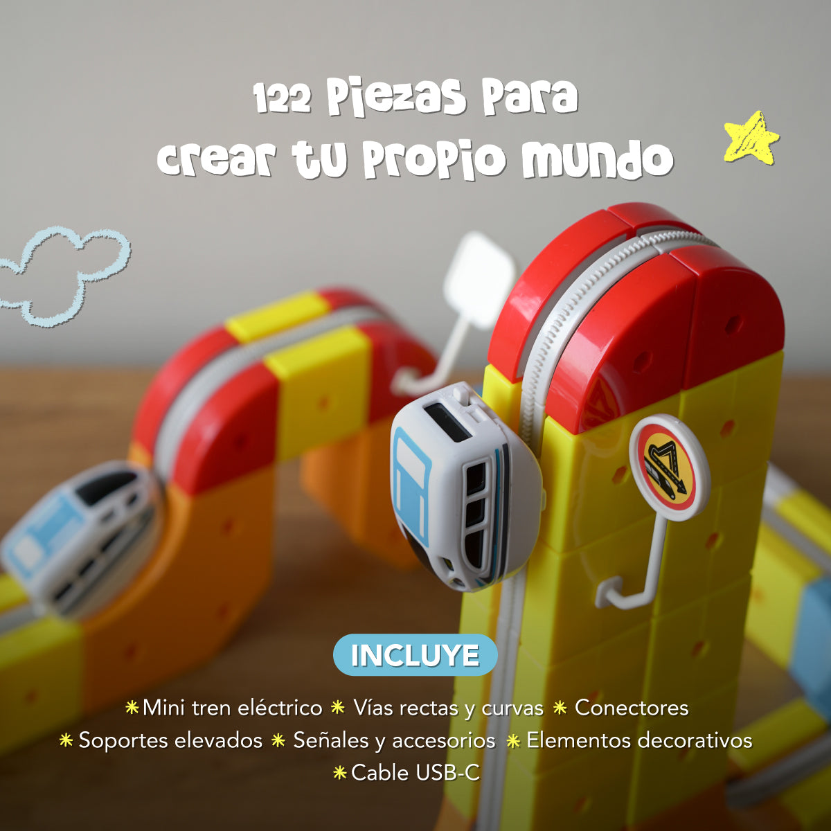Pista Magnética Antigravedad 122 Piezas - Muvter SkyRail