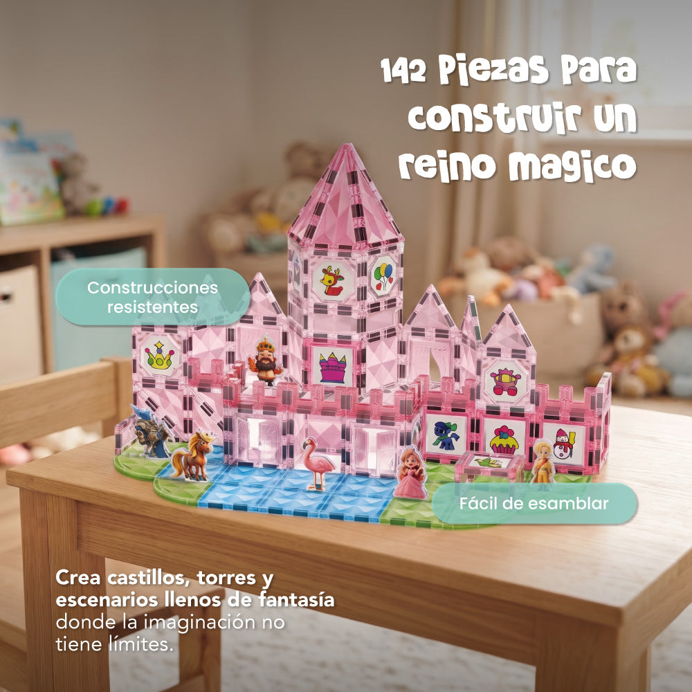 Bloques Magnéticos Castillo de Princesa 142 Piezas con Acuarelas
