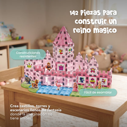Bloques Magnéticos Castillo de Princesa 142 Piezas con Acuarelas
