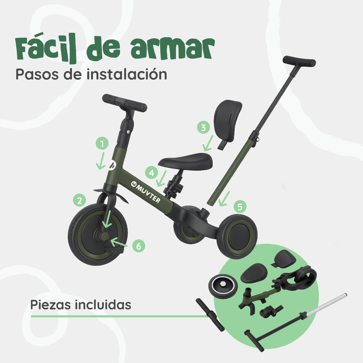 Triciclo multifuncional 5 en 1 Muvter Ride